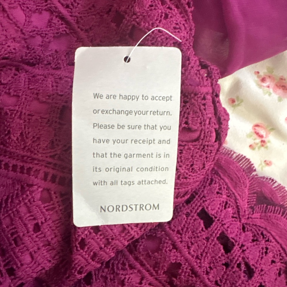 New Medium Adelyn Rae Purple Berry Lace Open Back Romper - Picture 10 of 16